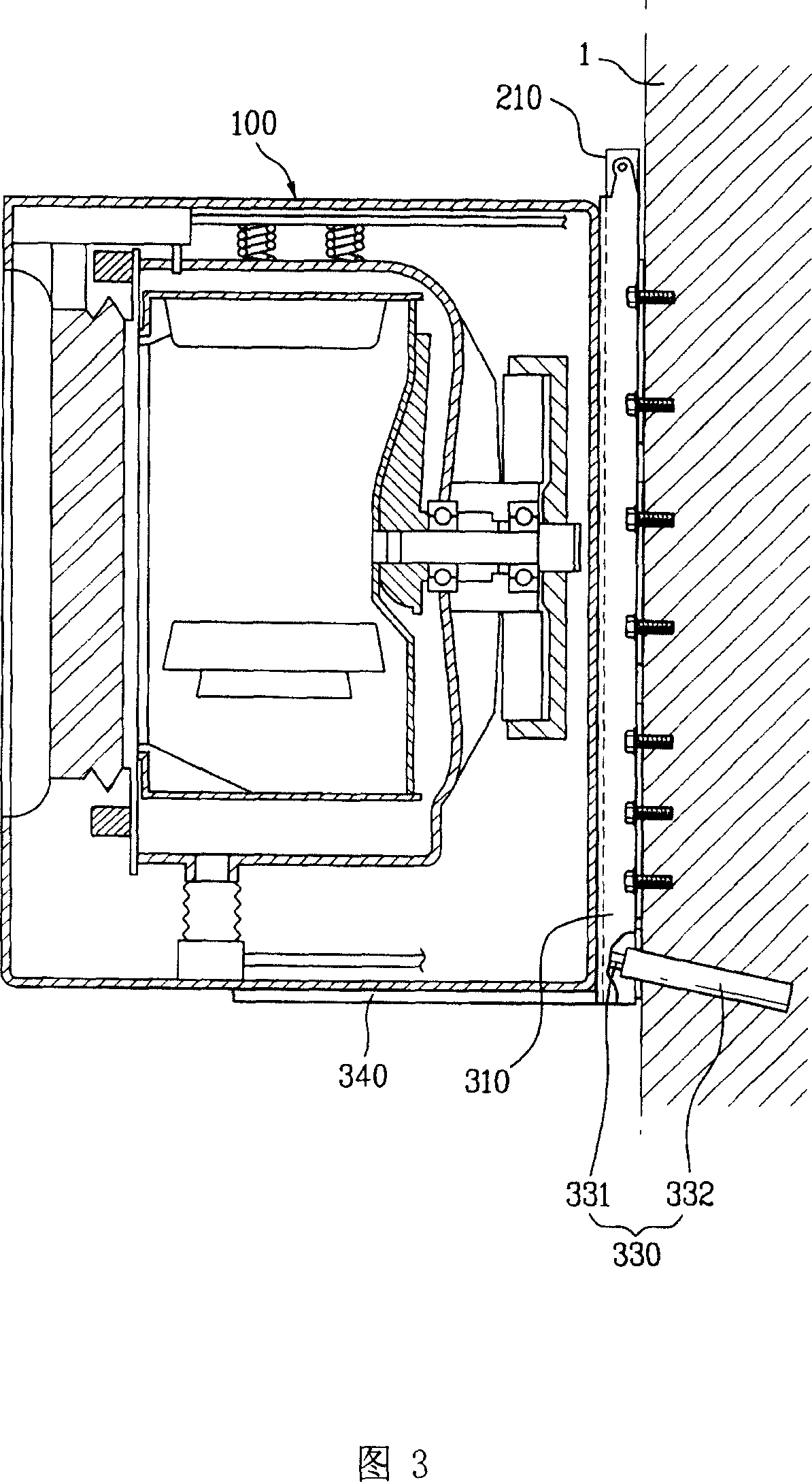 Hanging structure for washing apparatus