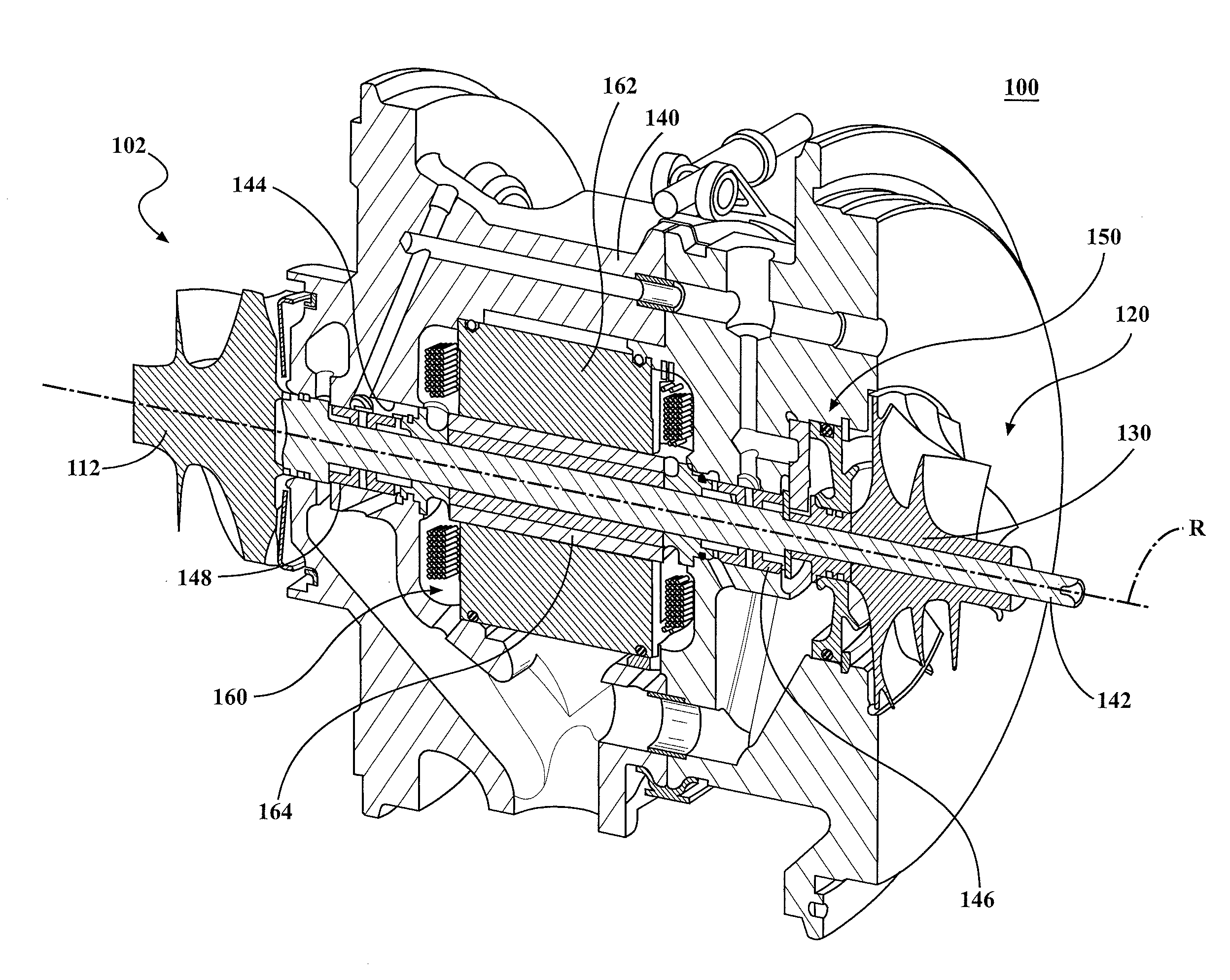 A high speed switch reluctance motor on a turbocharger