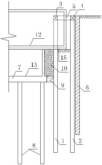 Double-row pile support structure capable of fully utilizing basement space and construction method of double-row pile support structure