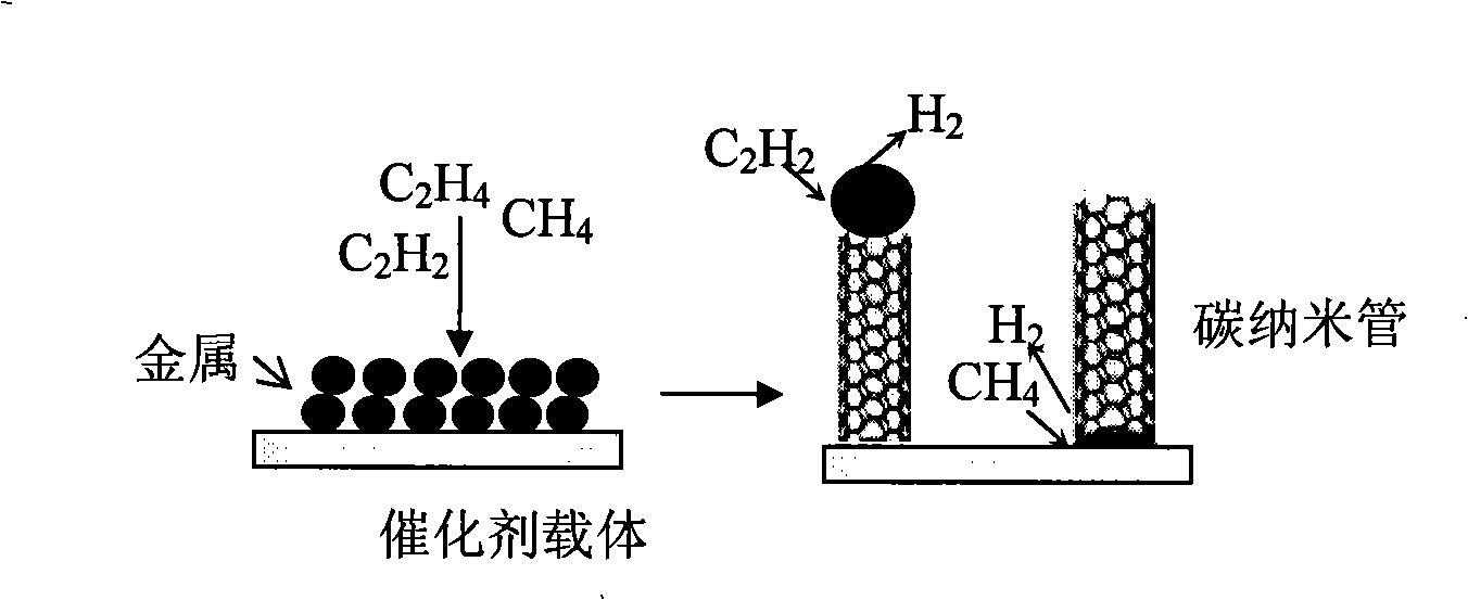 Process for preparing hydrogen gas and nanometer carbon by catalyzing and cracking methane at low temperature