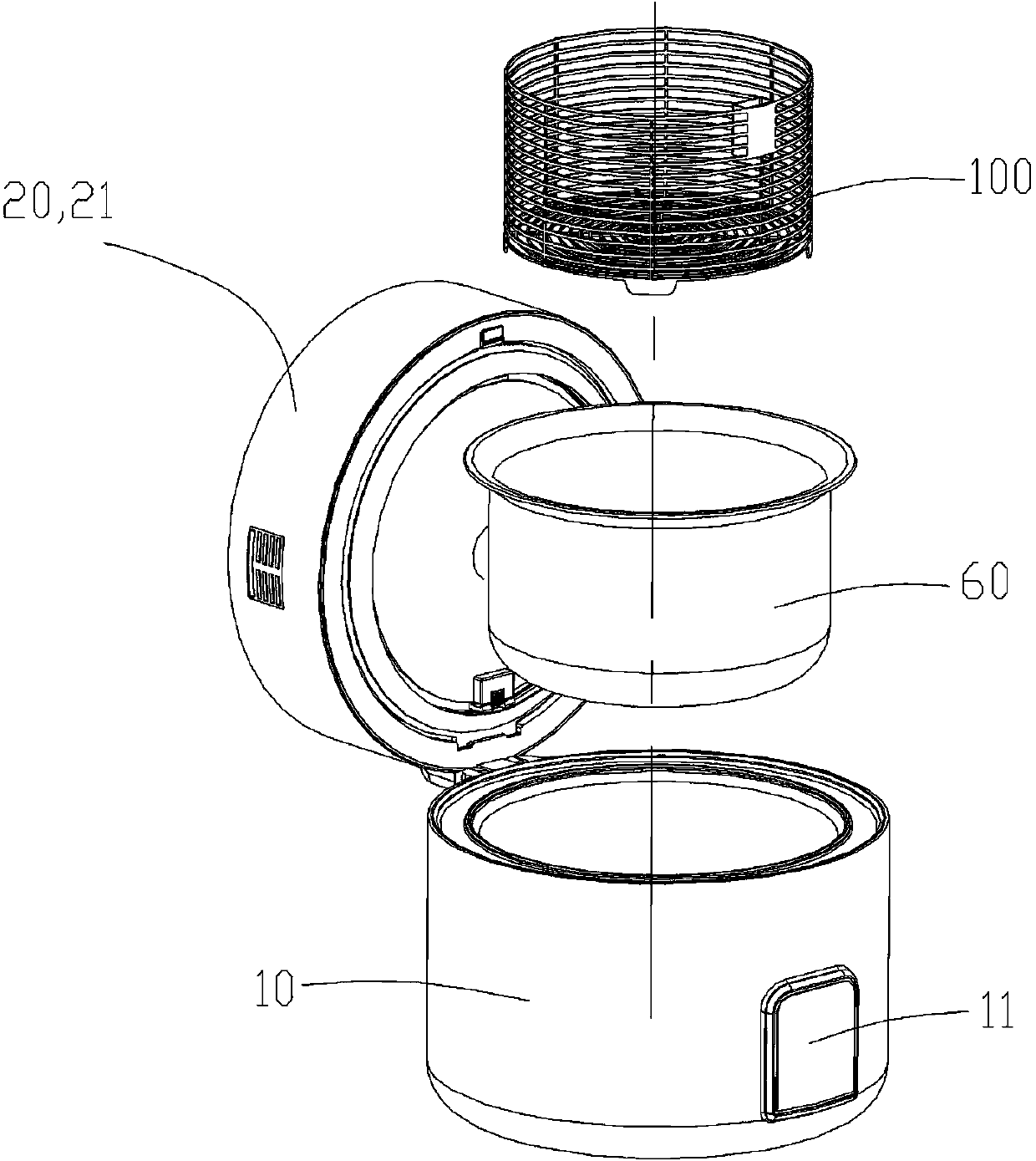 Electric caldron with light wave baking function