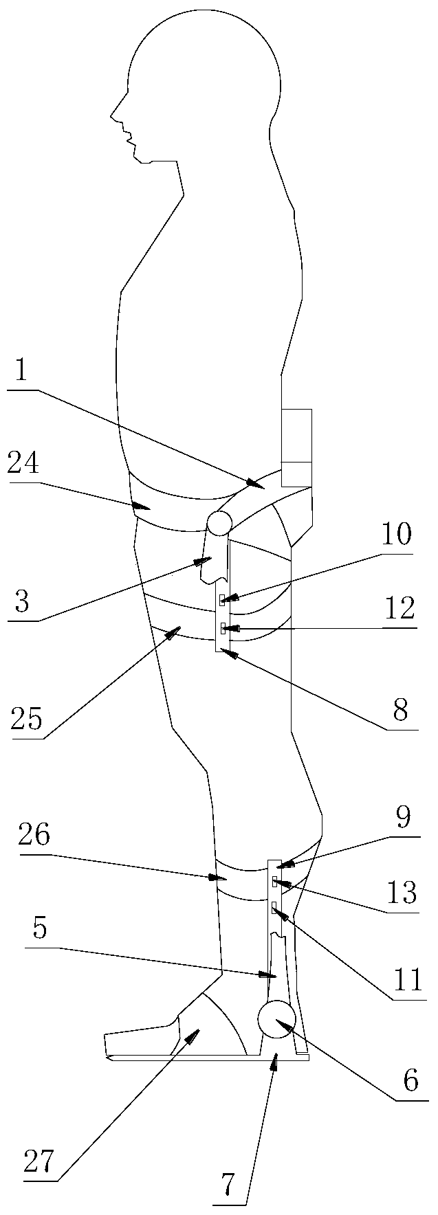 An assisting device for human lower limb movement