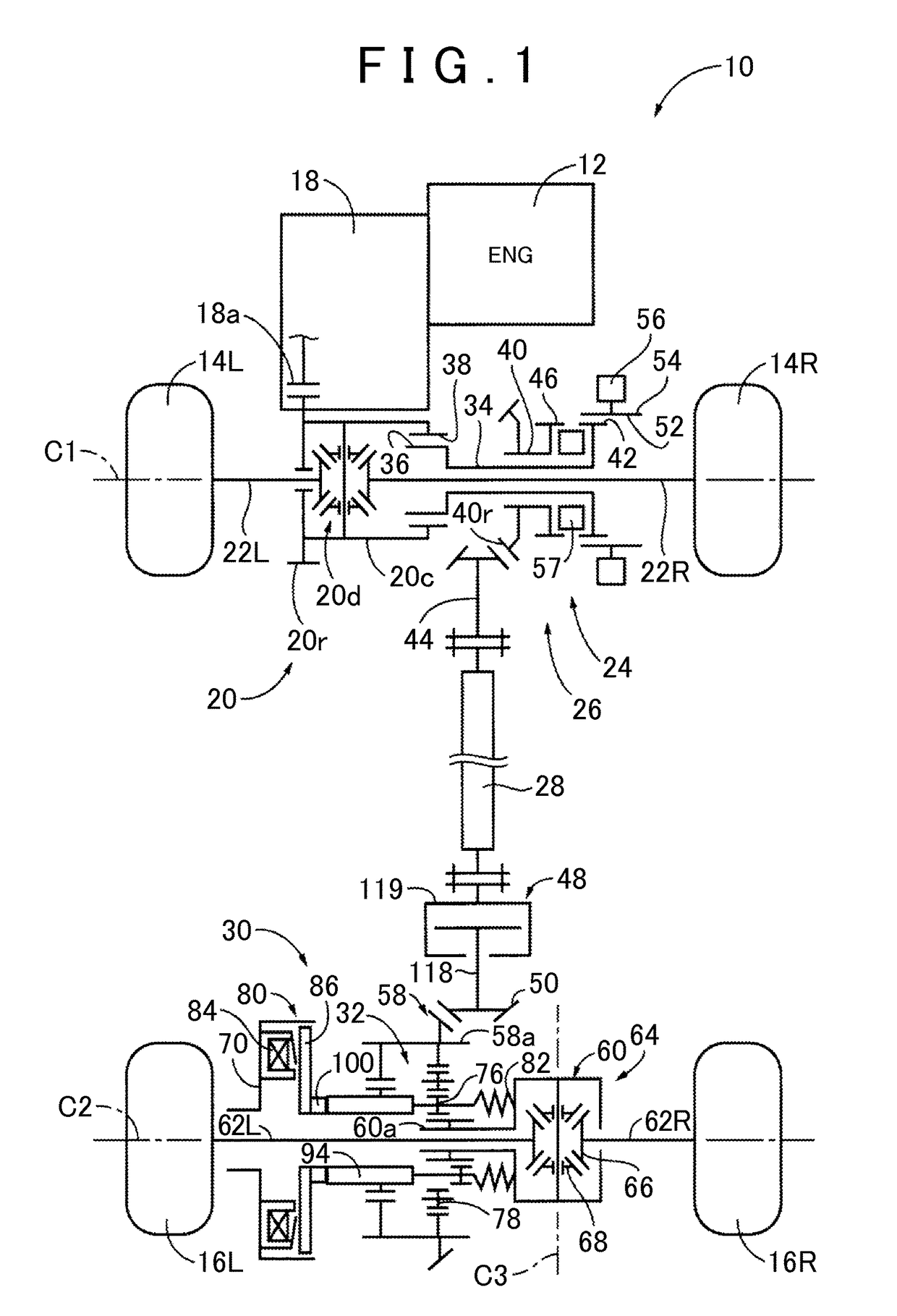 Auxiliary drive wheel-side differential unit for four-wheel drive vehicle