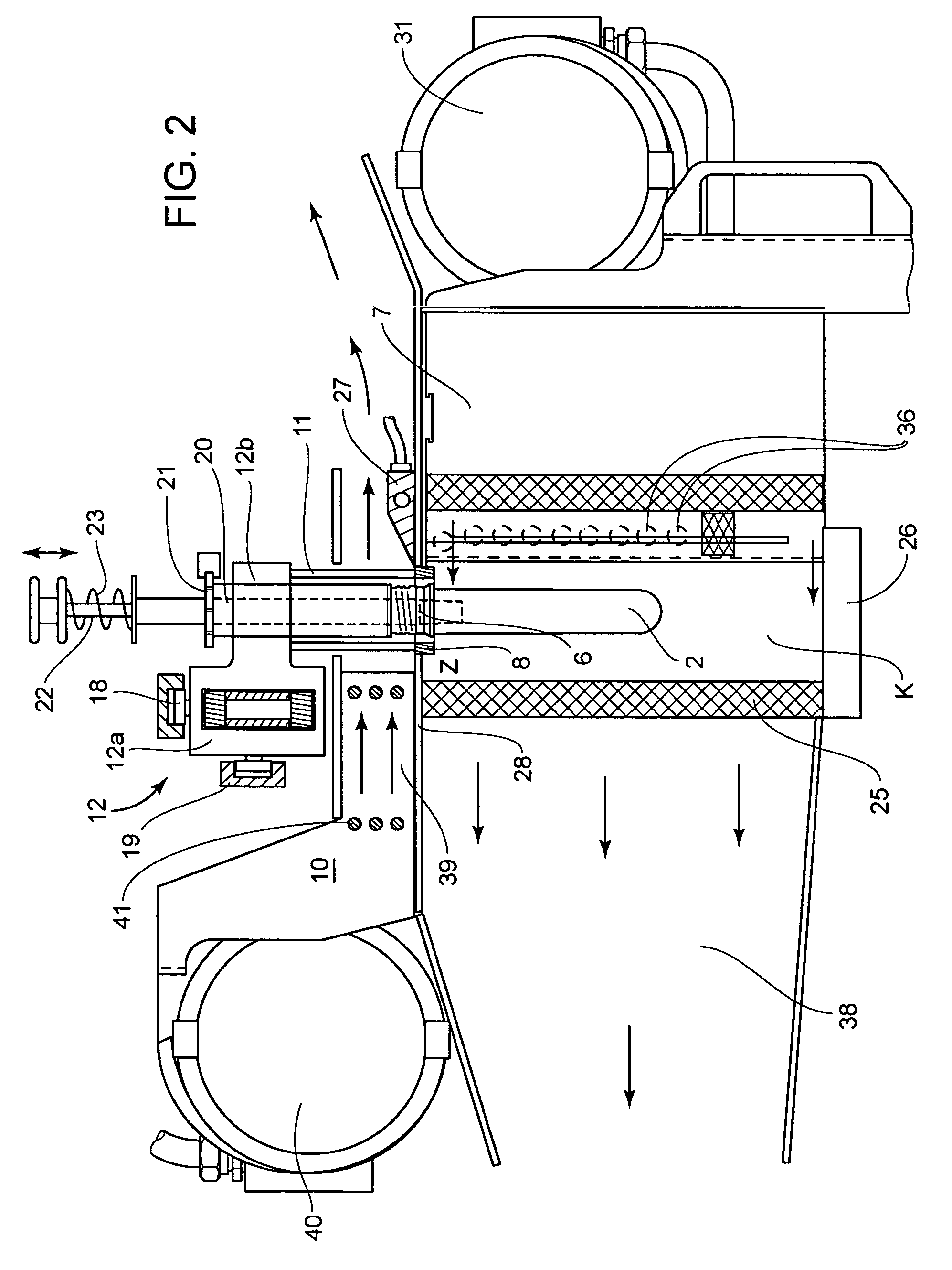 Device for heating preforms provided with supporting ring