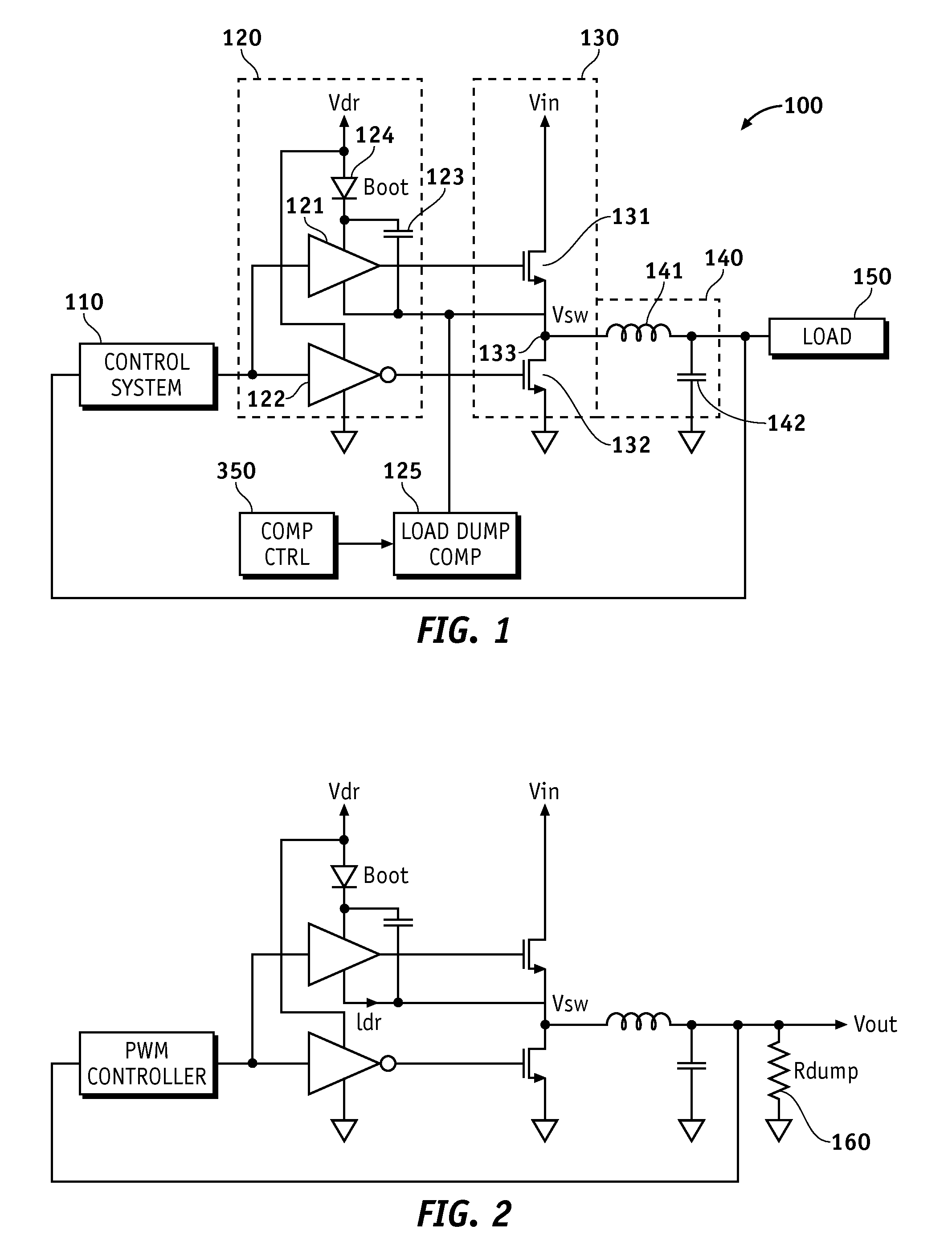 Methods and apparatus for power supply load dump compensation