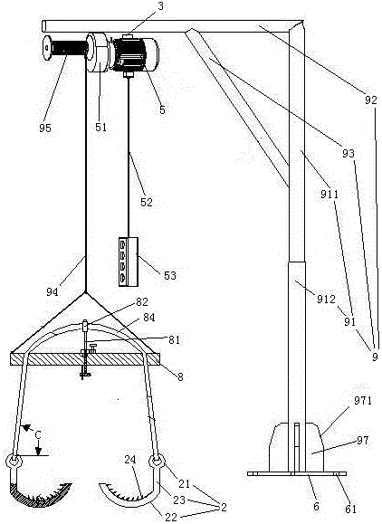 Rope-length-adjustable fixed crane