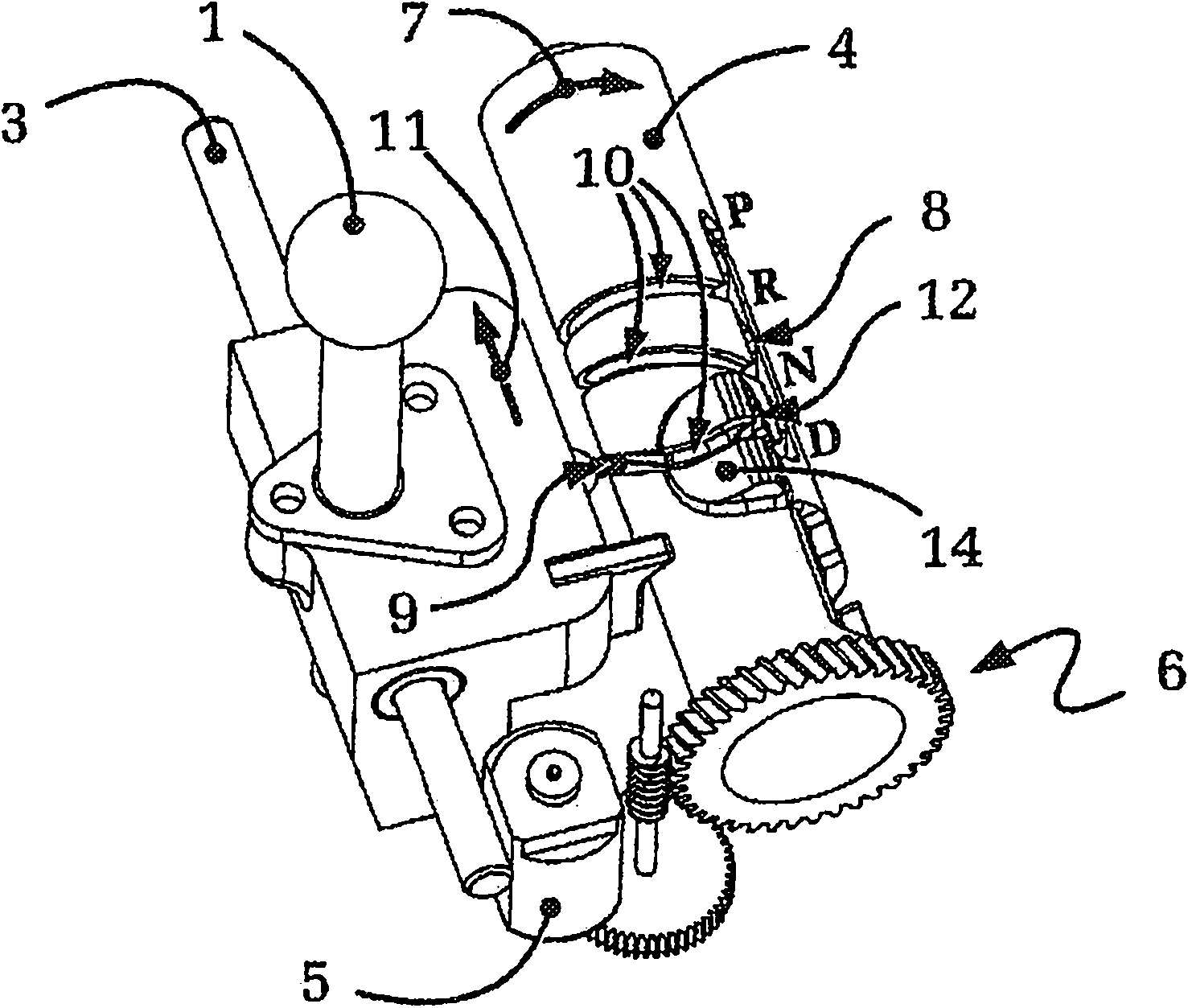 Operating device with gate shafts