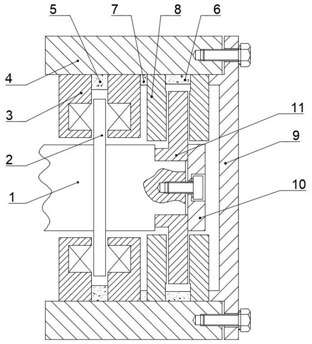 Axial magnetic and gaseous combination bearing device