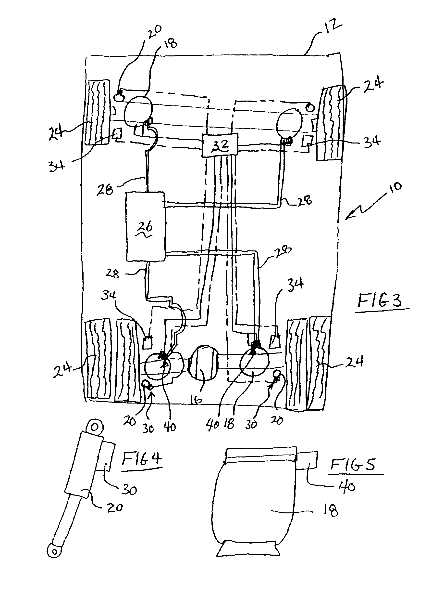 Suspension with integrated leveling and stabilization mechanisms