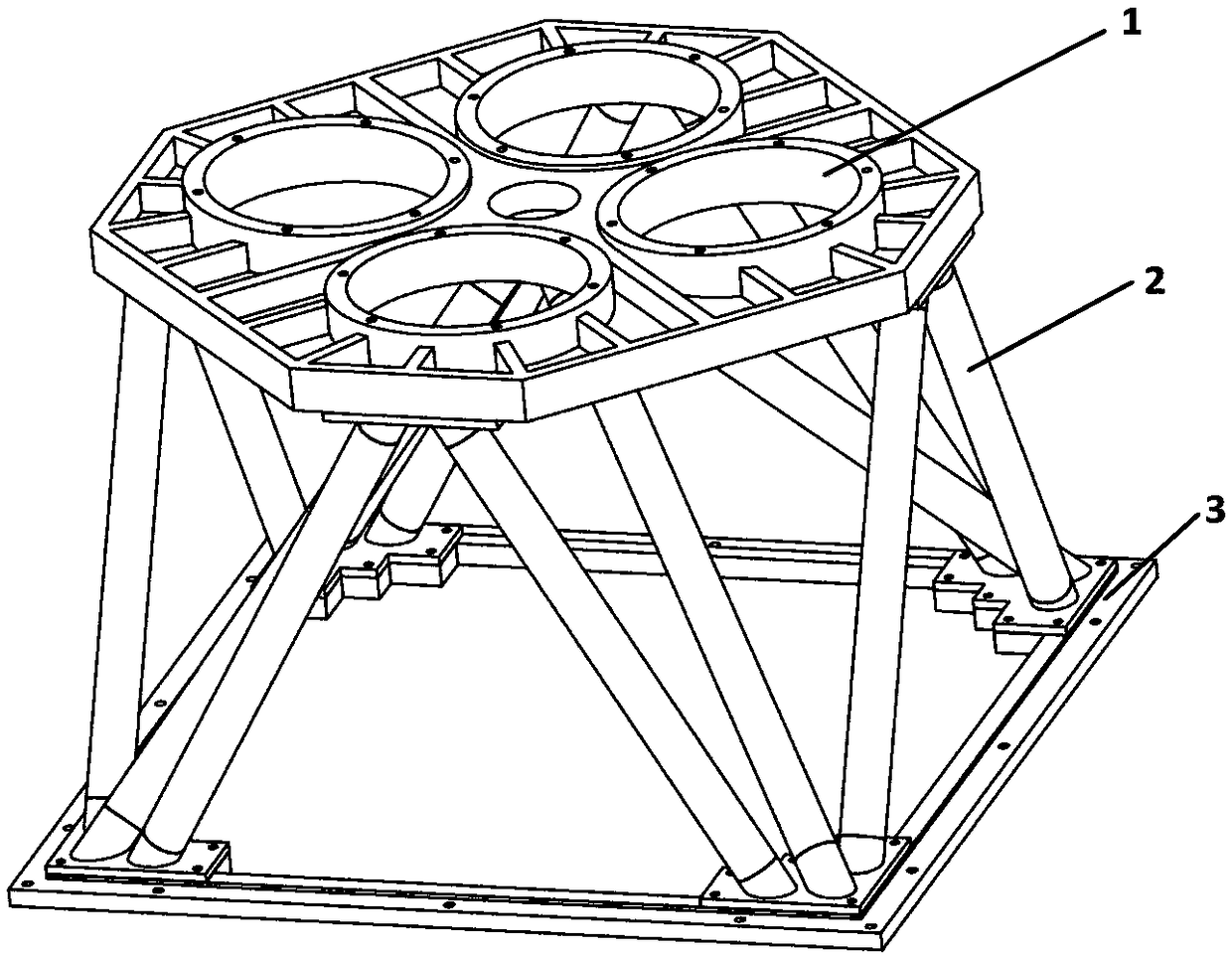 Truss type supporting structure of space wide camera