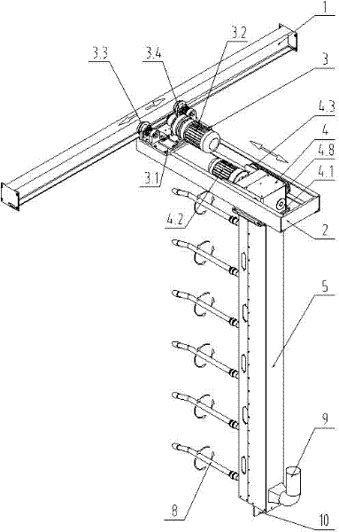 Three-dimensional suction arm movement mechanism of cellular dust collector