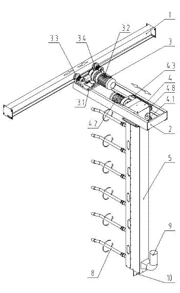 Three-dimensional suction arm movement mechanism of cellular dust collector