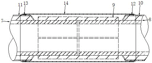 Built-in water-blocking pin in middle connection part of all-insulated pipe bus