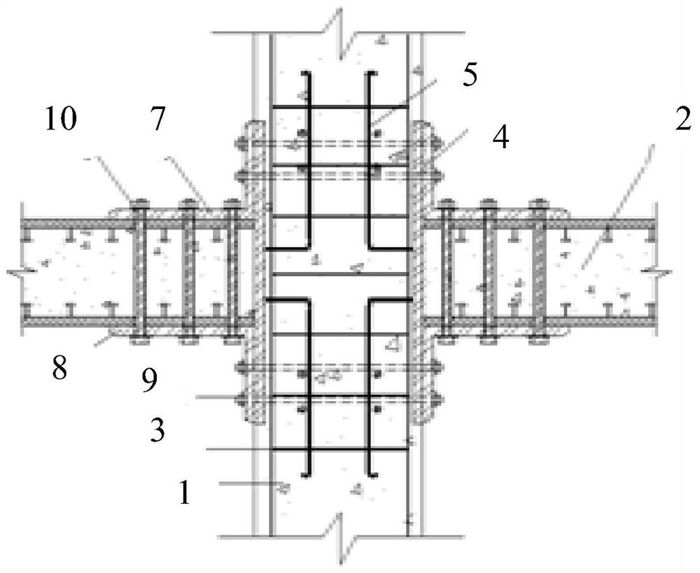 Prefabricated reinforced concrete column and composition board joint and construction process