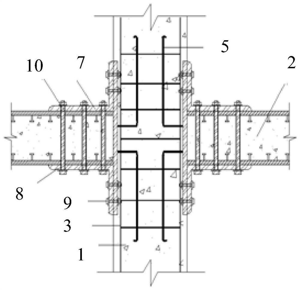 Prefabricated reinforced concrete column and composition board joint and construction process
