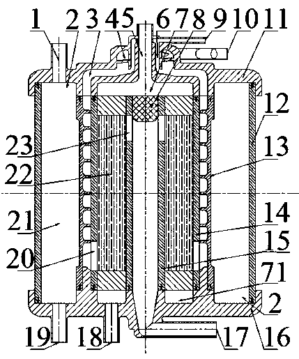 Hollow fiber membrane oxygenator externally arranged on heat exchange layer