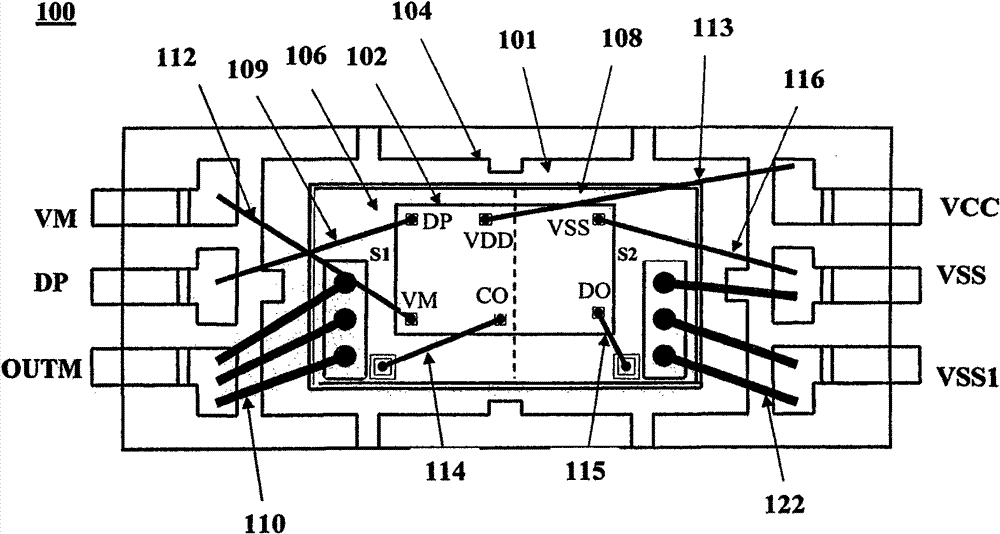 A semiconductor device package using discrete conductive layer to re-select bonding line path