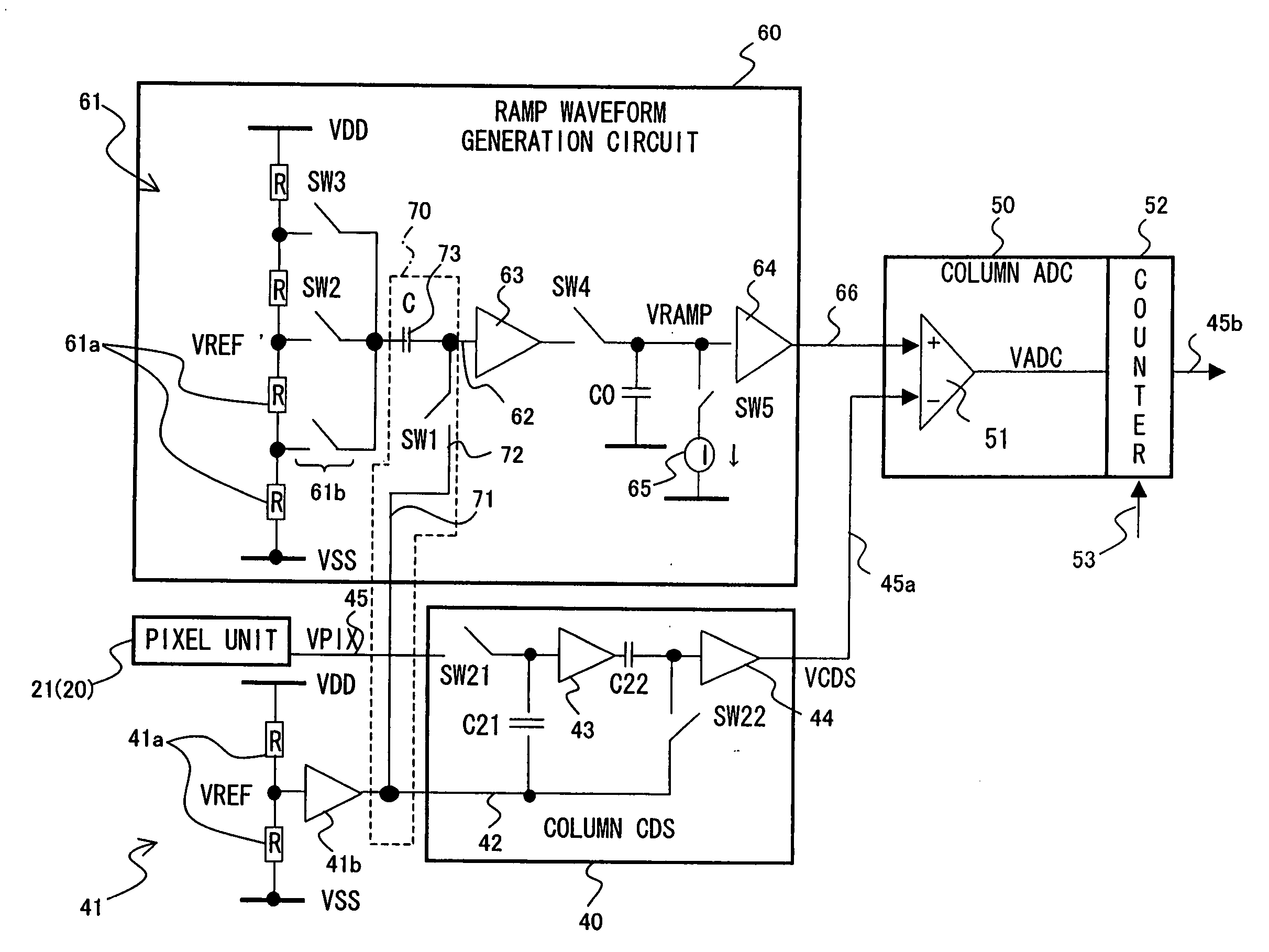 Ramp waveform generation circuit, analog/digital conversion circuit, imaging device and control method of imaging device