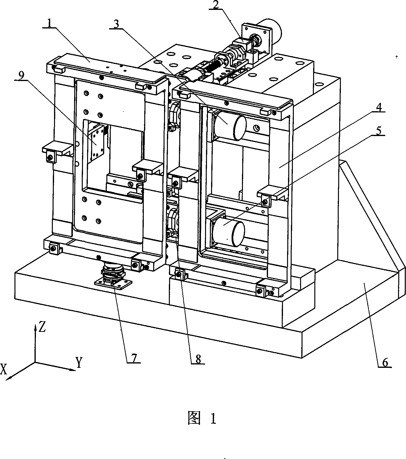 Parallel type macro-micro-driven high-precision heavy-caliber optical grating split joint device