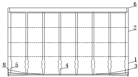 Super-large planar area partially prestressed concrete open caisson foundation and construction method thereof