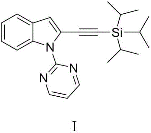 Method for synthesizing 2-triisopropyl silicon substrate acetylene indoles compound