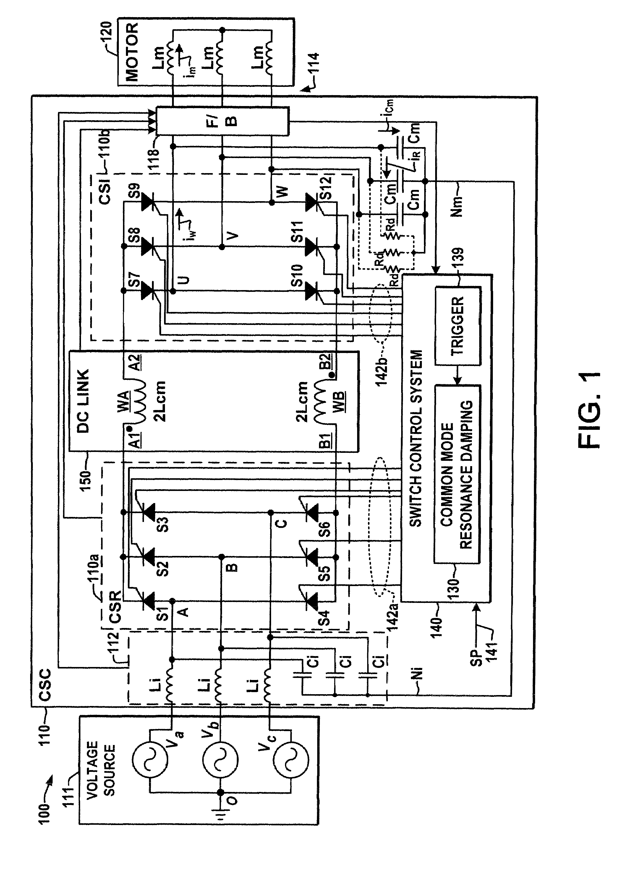 Power conversion system and method for active damping of common mode resonance