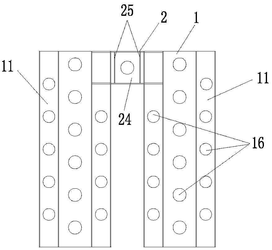 Web-tapped partial combined shear wall-combined connecting beam coupled wall and production method thereof
