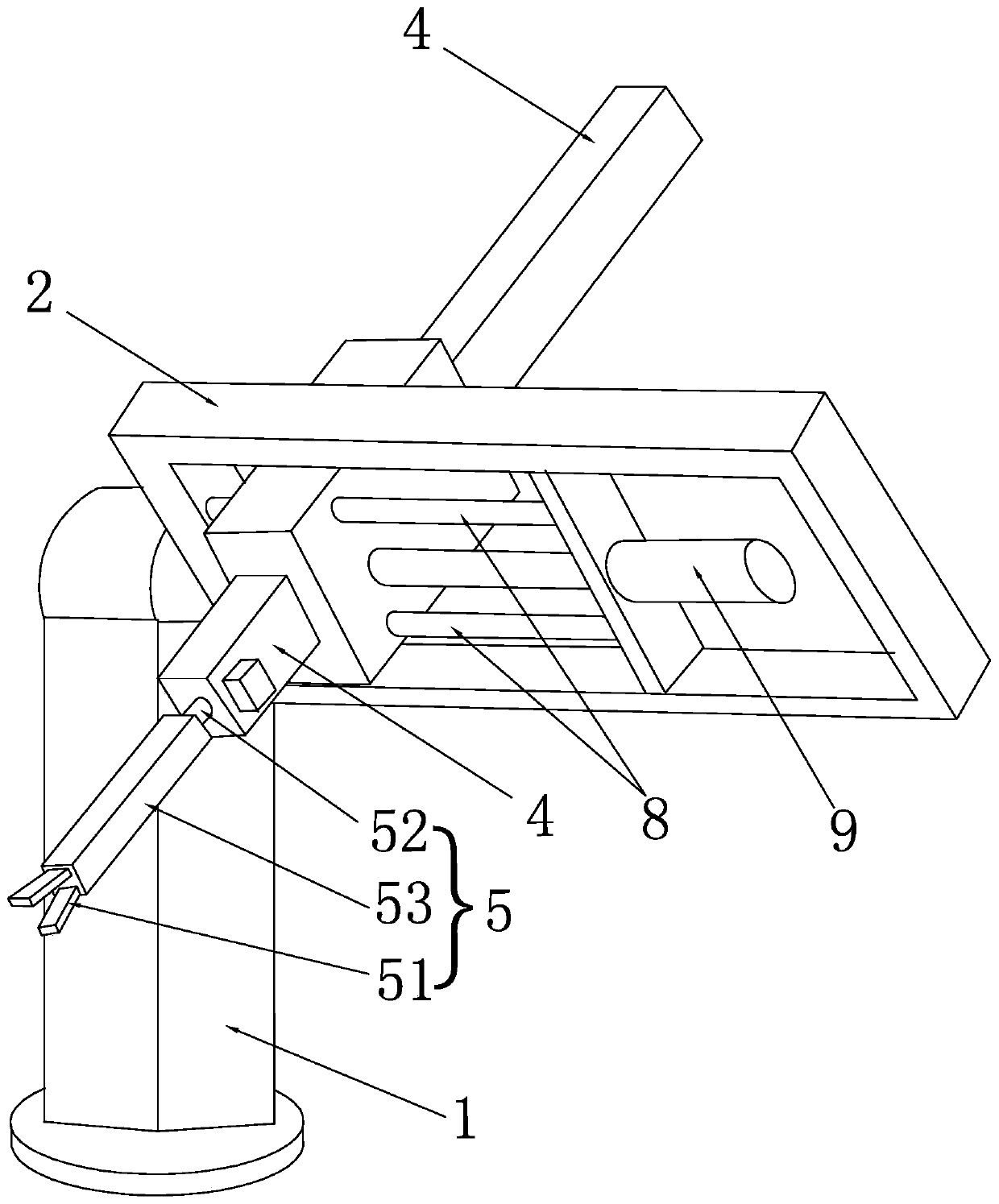 In-mold material taking oblique arm type mechanical arm