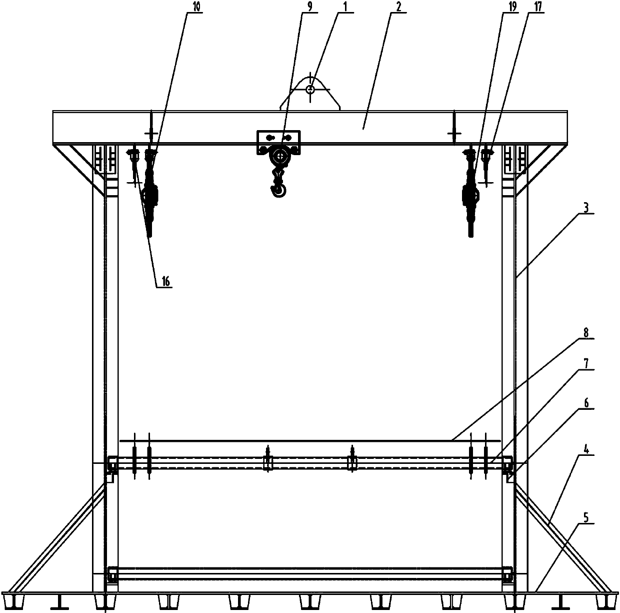 Movable suspension bridge for warehoused automobiles