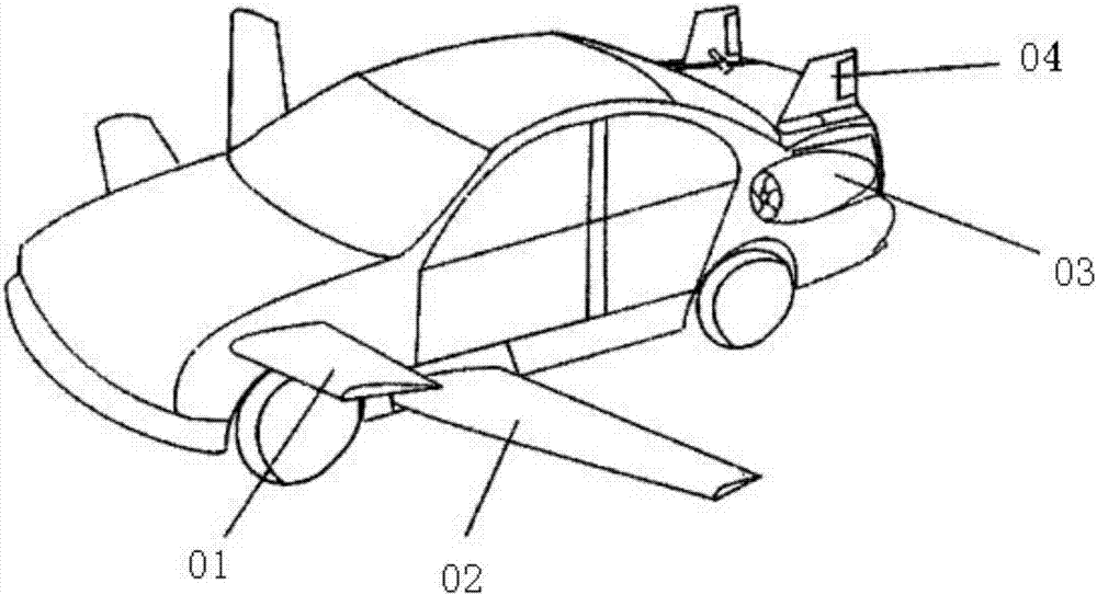 Four-wing flying car