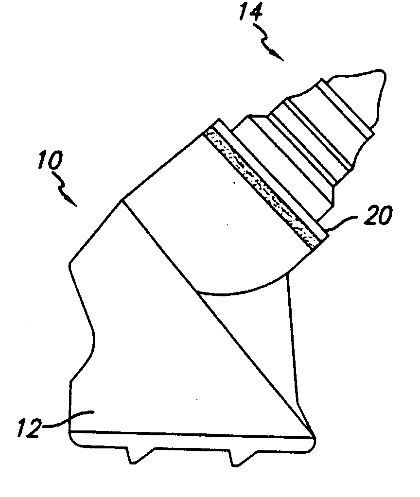 Rotating cutter bit assembly having hardfaced block and wear washer