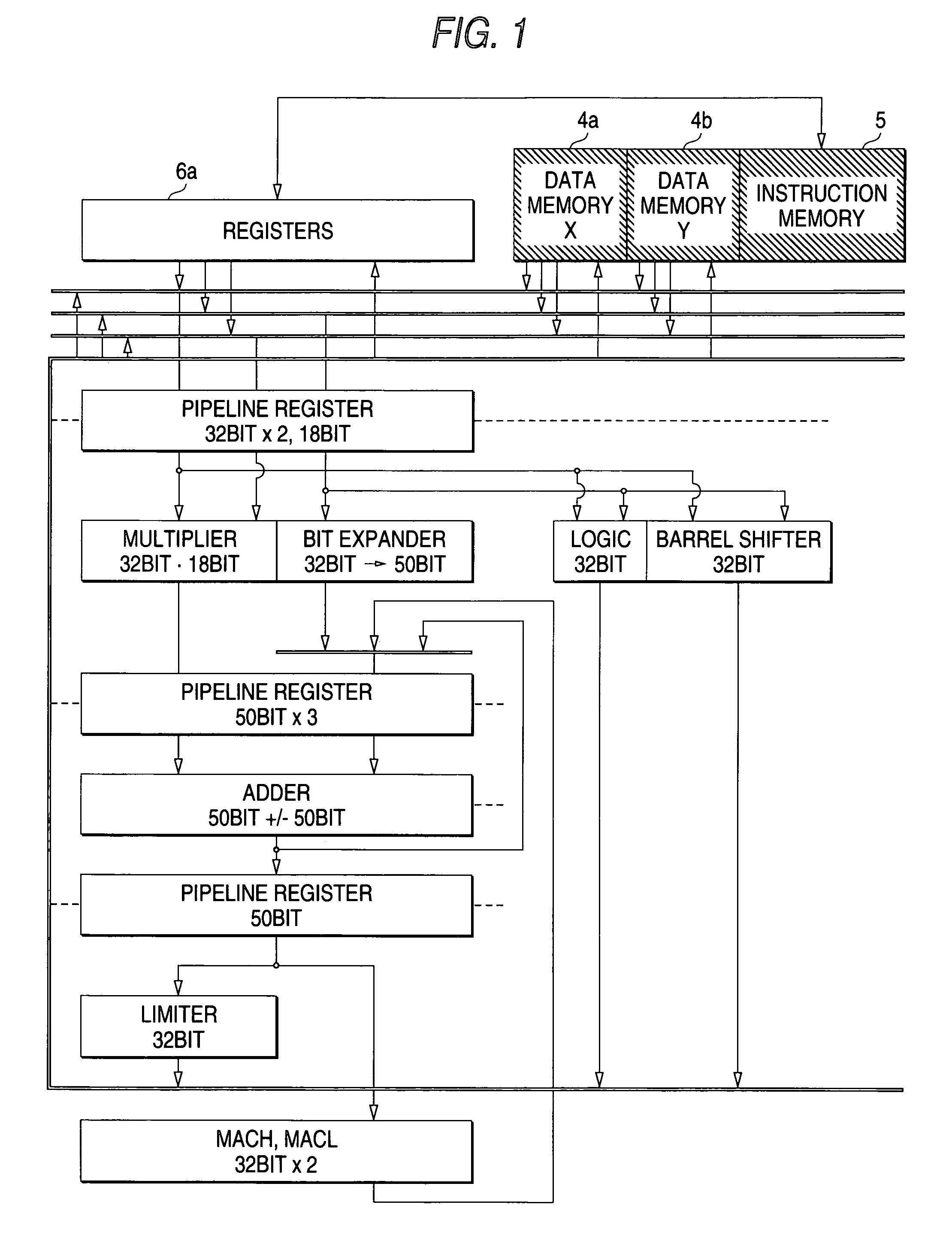 Digital signal processor including an interface therein capable of allowing direct access to registers from an external device