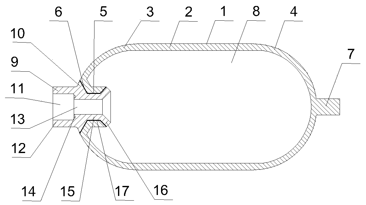 Alloy gas storage bottle lined with plastic bottle or resin bottle and manufacturing method thereof