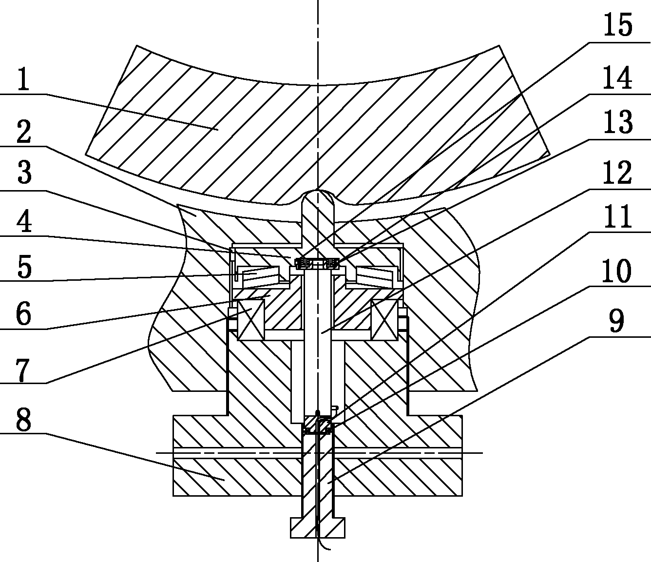 Radial bearing static and dynamic excitation device consisting of spring and piezoelectric actuator
