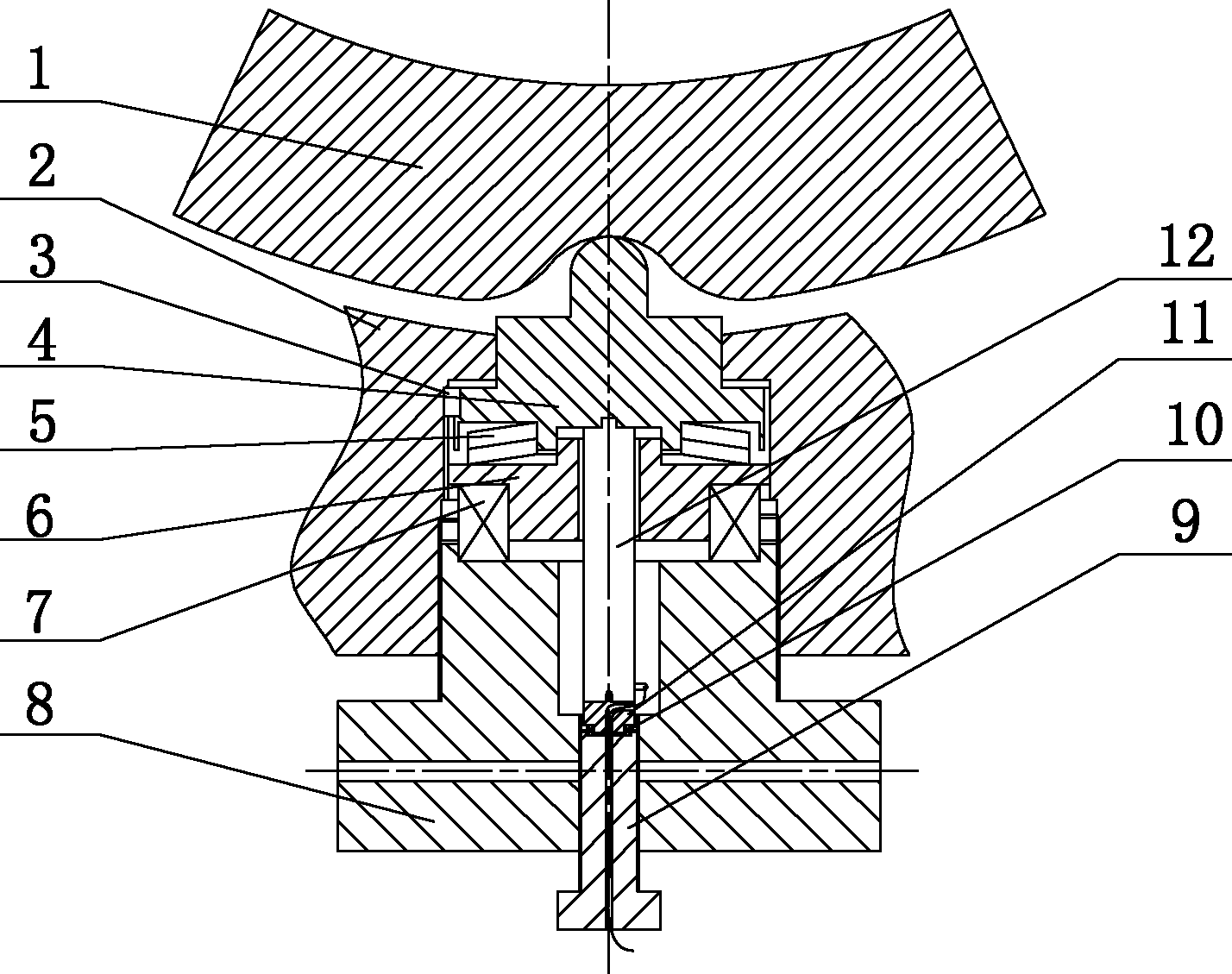 Radial bearing static and dynamic excitation device consisting of spring and piezoelectric actuator