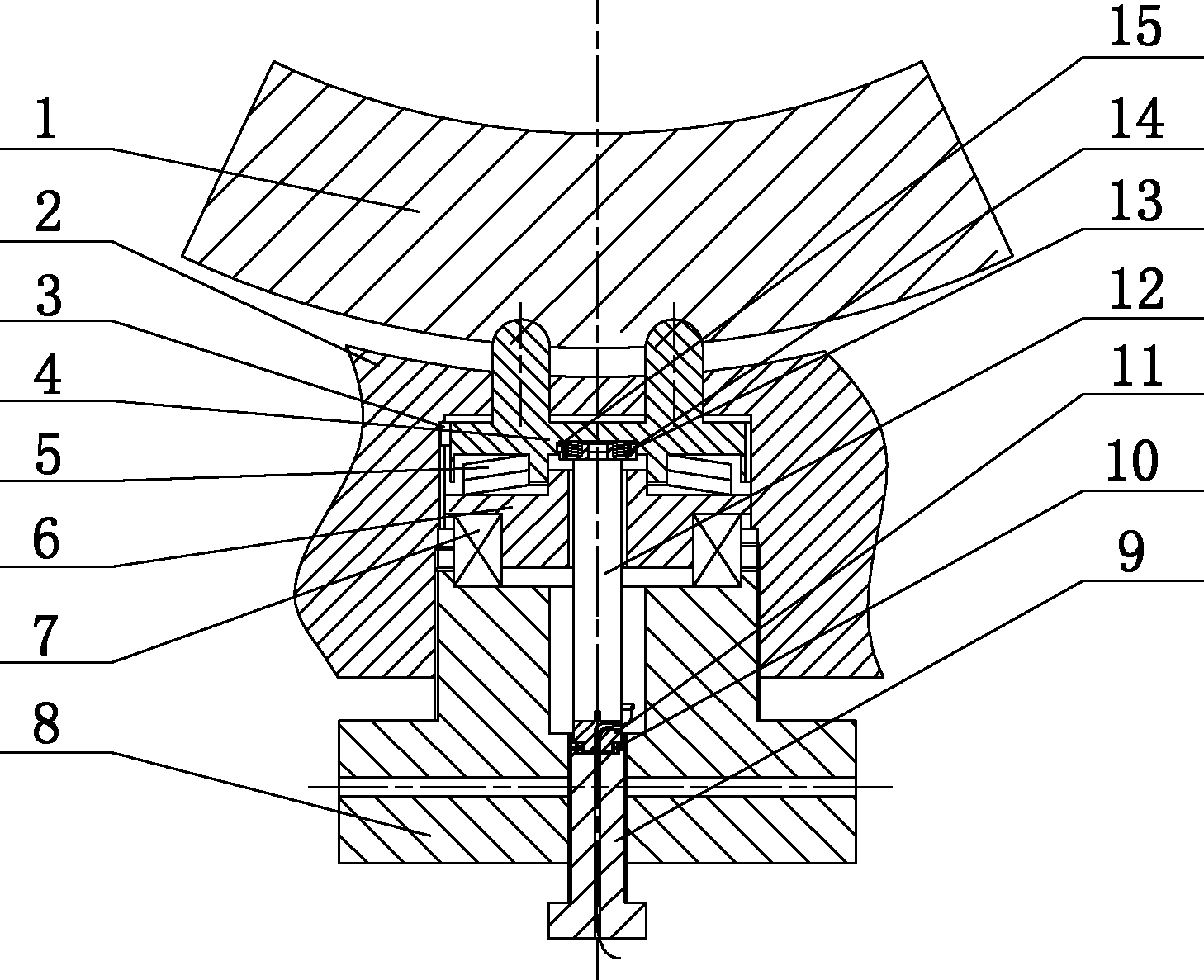Radial bearing static and dynamic excitation device consisting of spring and piezoelectric actuator