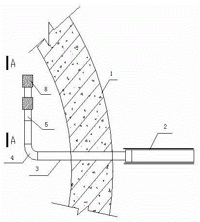 A device for measuring water pressure and limiting drainage of the surrounding rock of a wellbore constructed by freezing method and its construction method