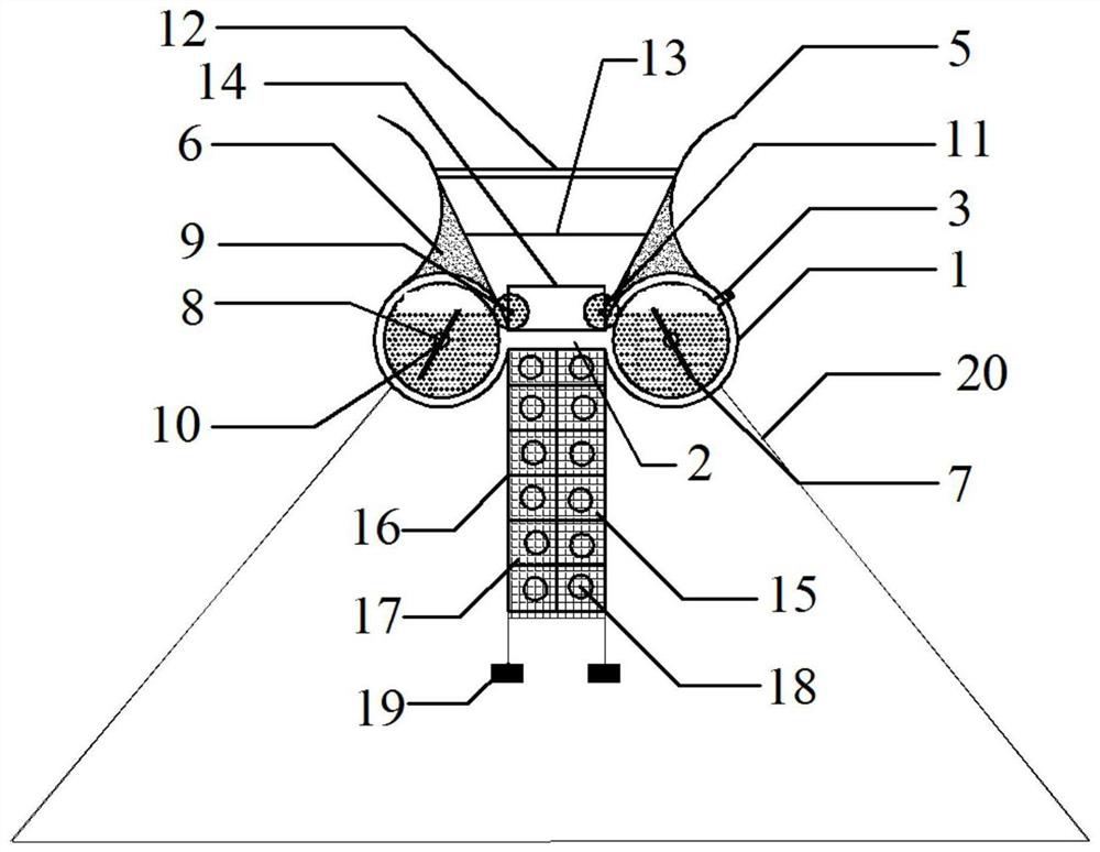 A floating breakwater equipped with arc-shaped anti-wave wings and power generation device