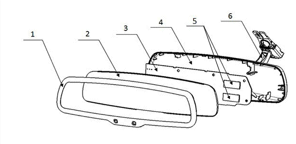 Rearview mirror provided with altitude and gradient display device, and automobile employing rearview mirror