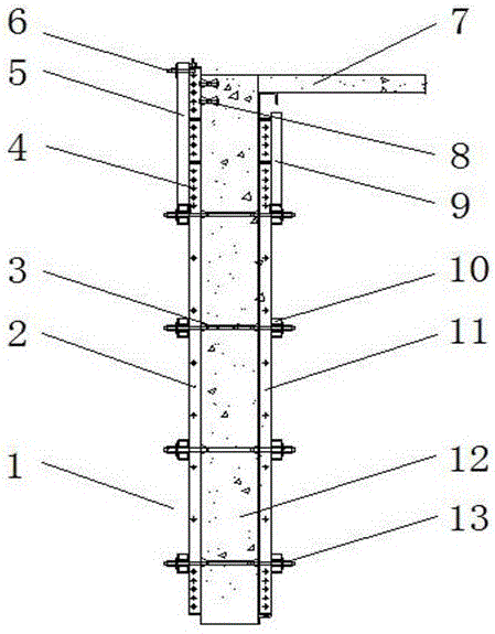 Outer wall strengthening device for connection of aluminum alloy formwork and high plates