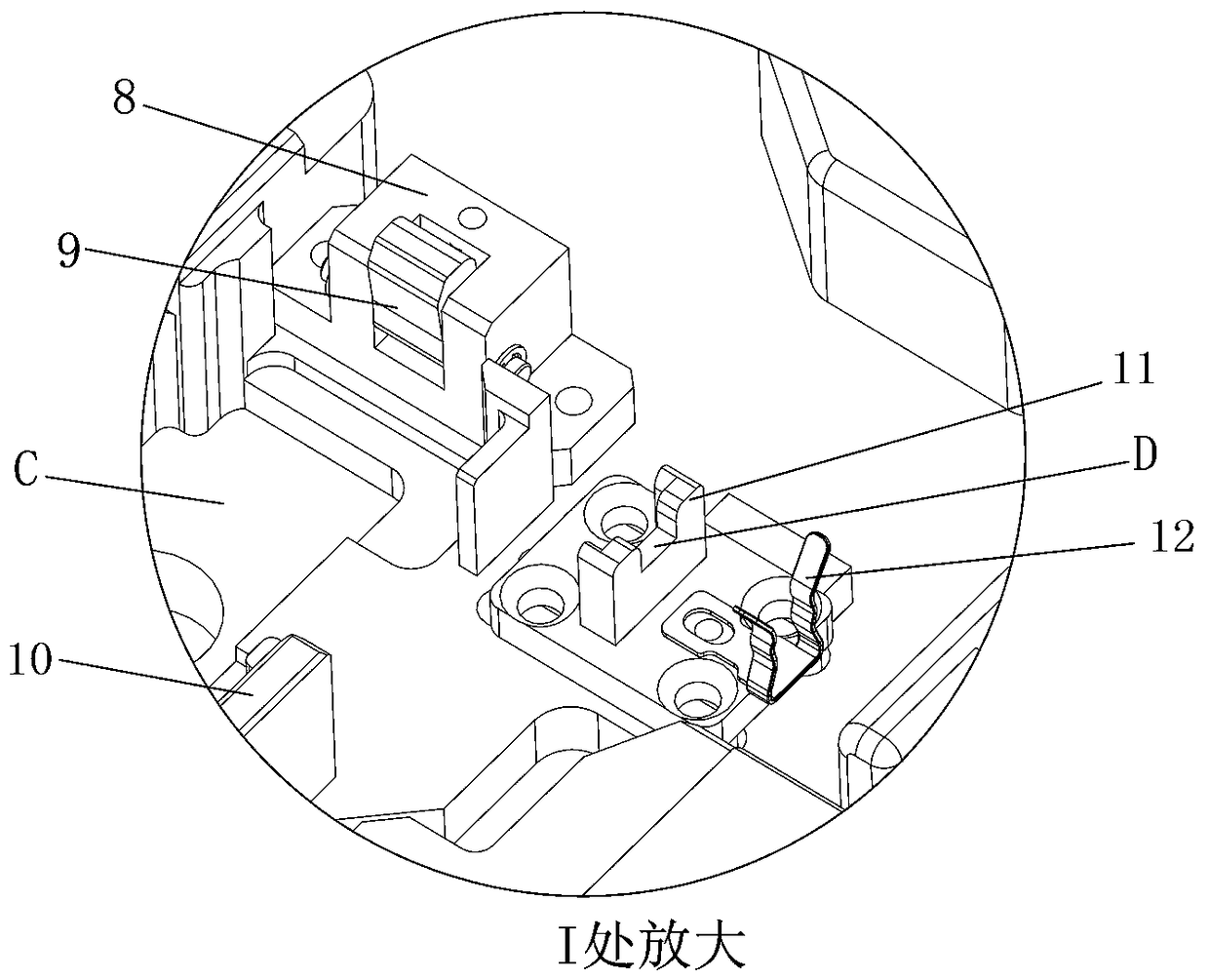 Automatic assembling jig for power supply, and test device thereof