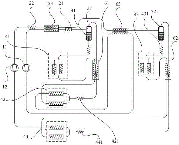 Split multi-temperature-area double-refrigeration device