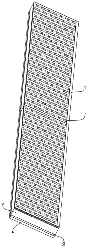 Flexible coiled material with grids and glass fibers