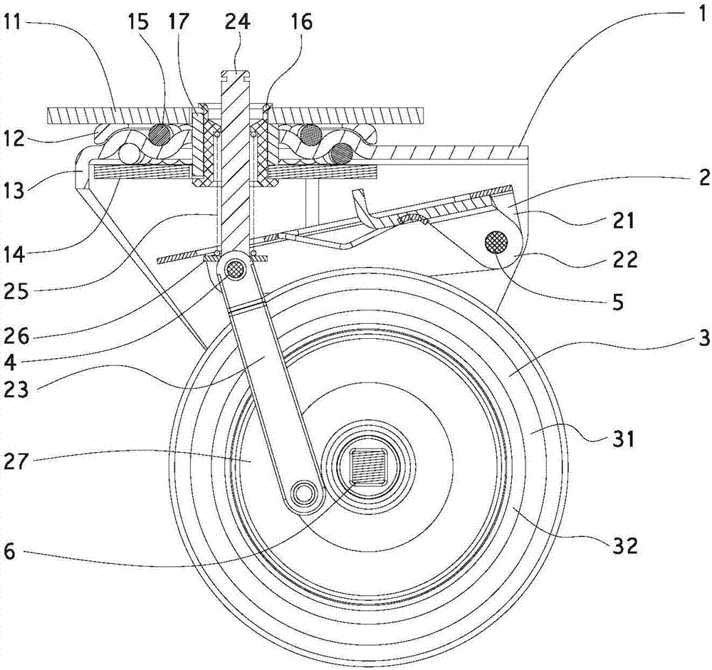 Universal caster with brake device