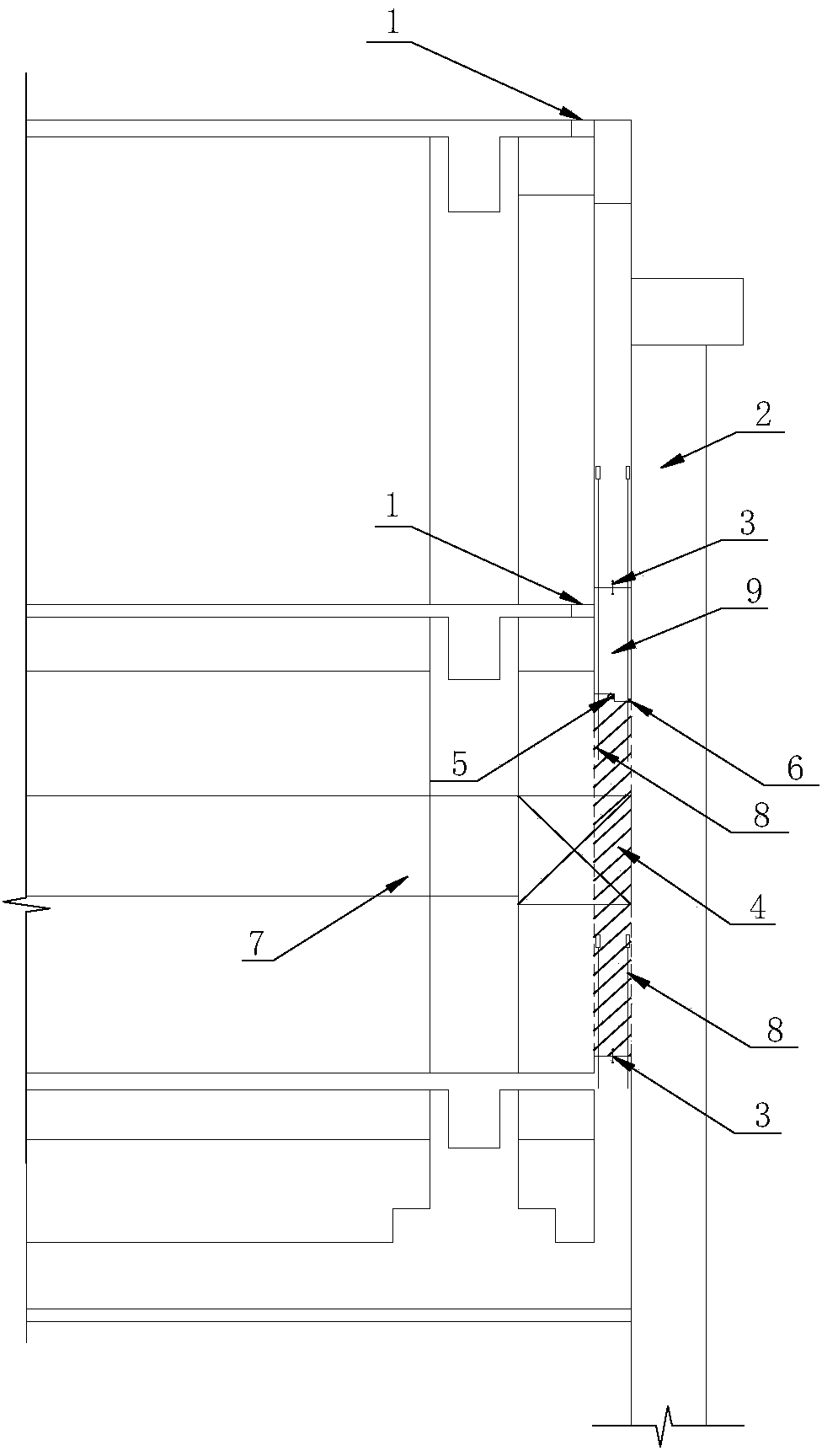 Later-construction method for inner wall of basement