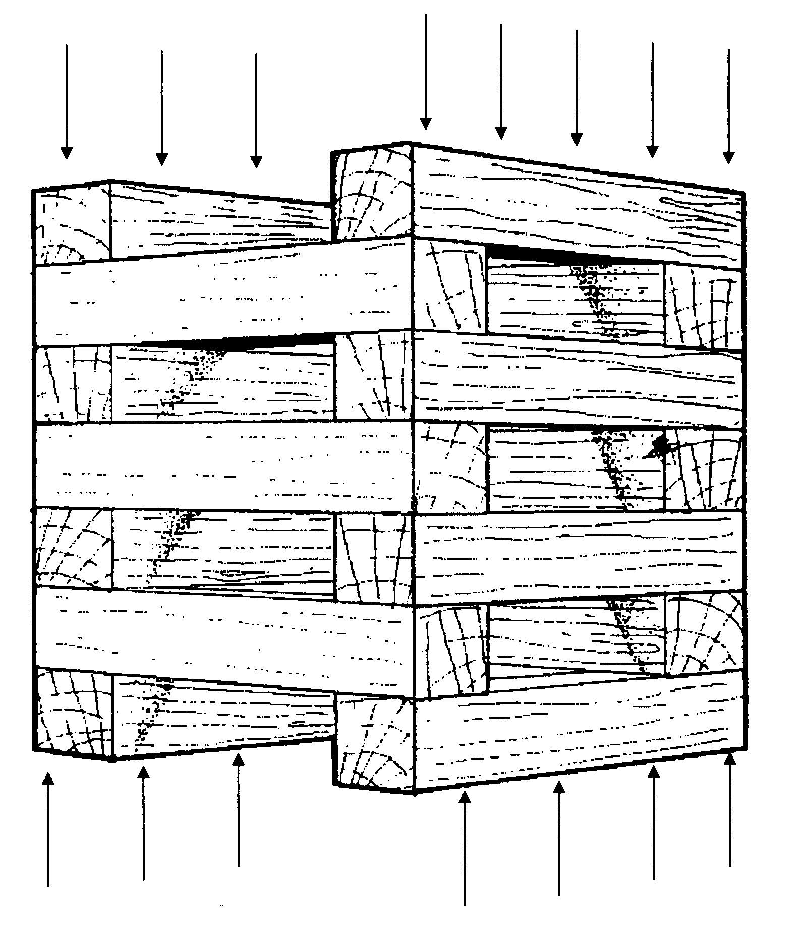 Engineered composite wooden crib for use as a mine support