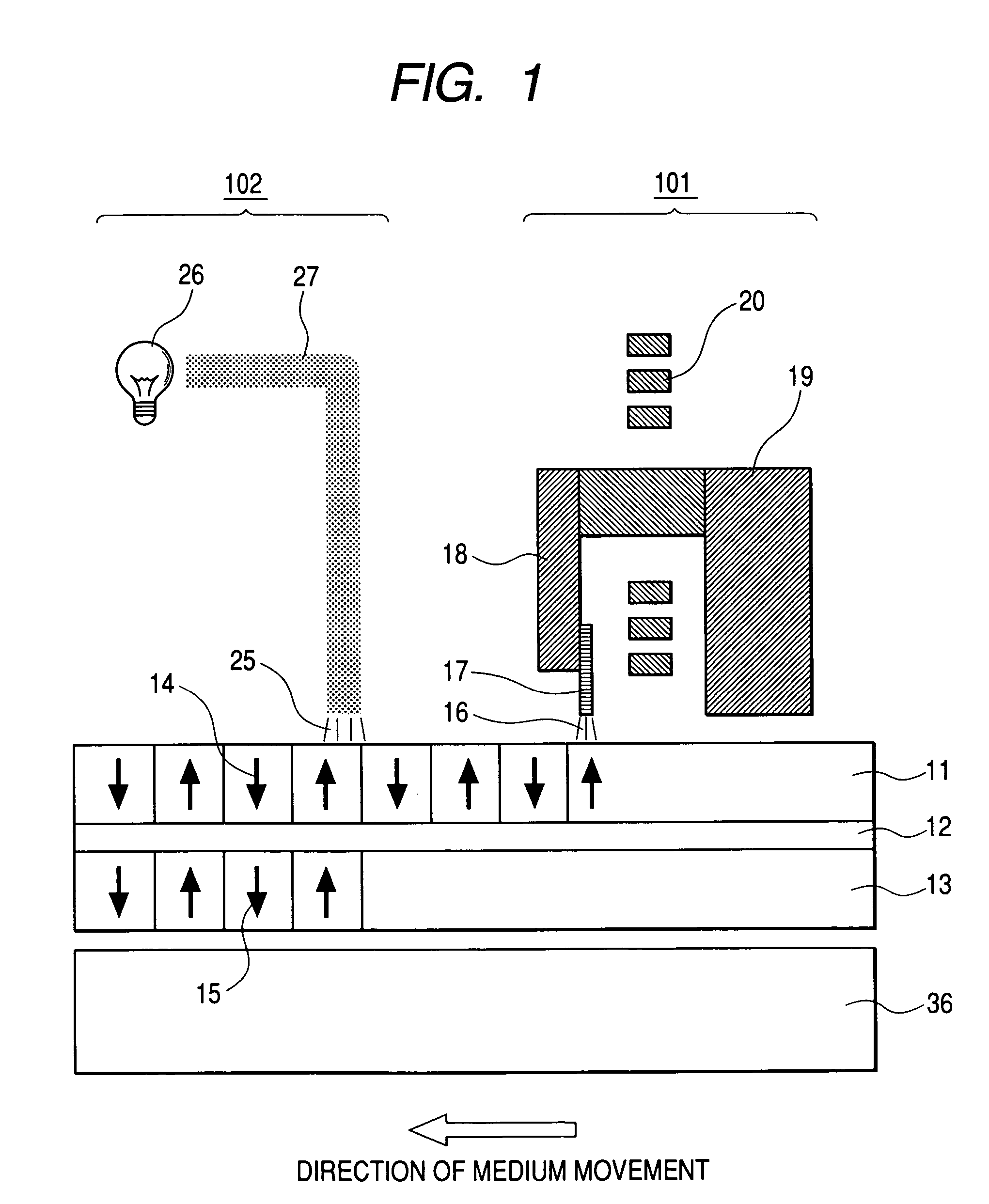 Magneto-optical recording using a heating element