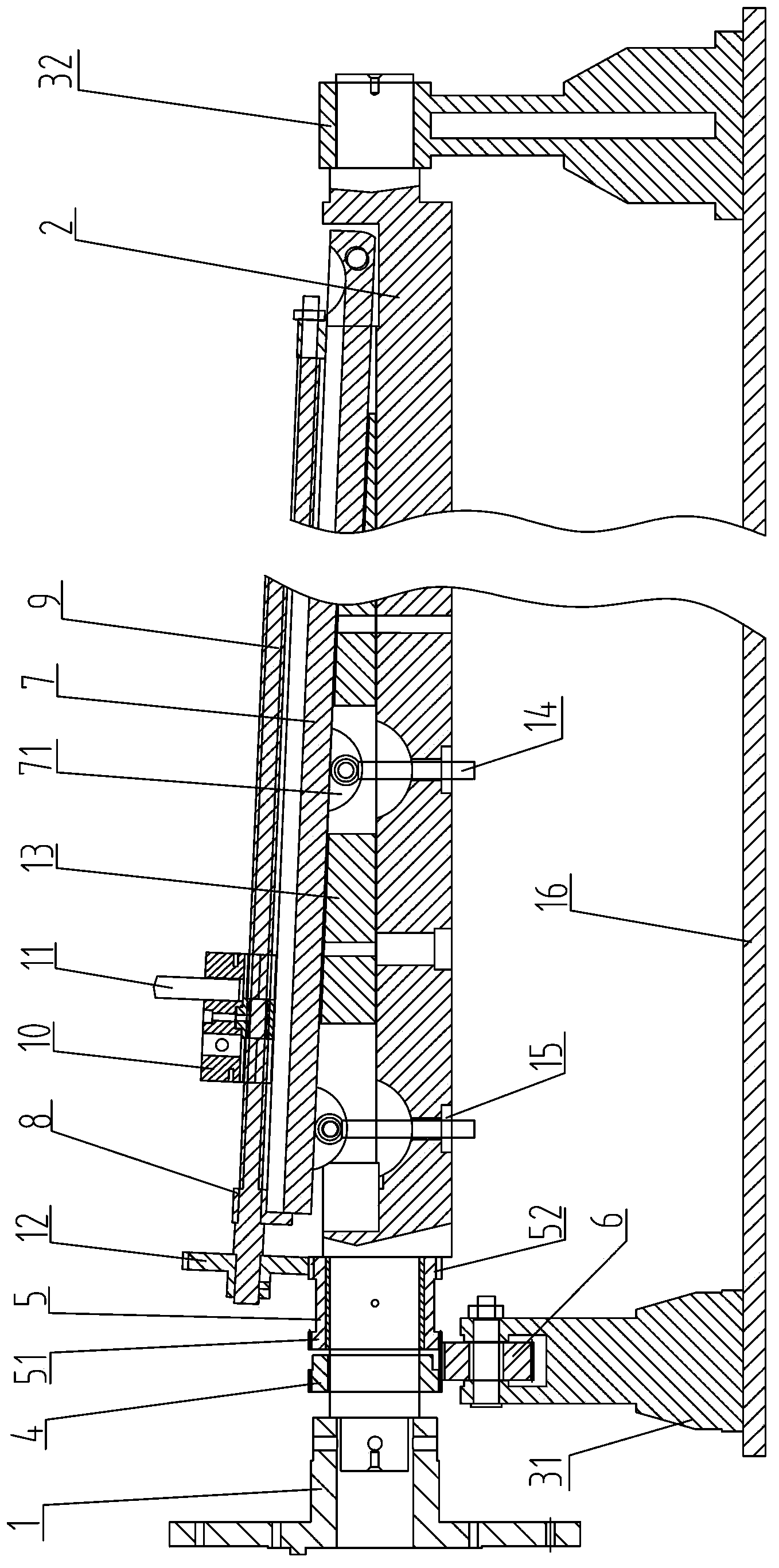 Device for assisting boring machine to process long conical through hole