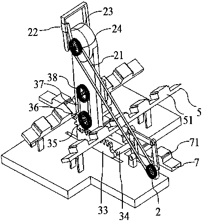 Dual-branched-chain motion synthesis type deflection film laminating device