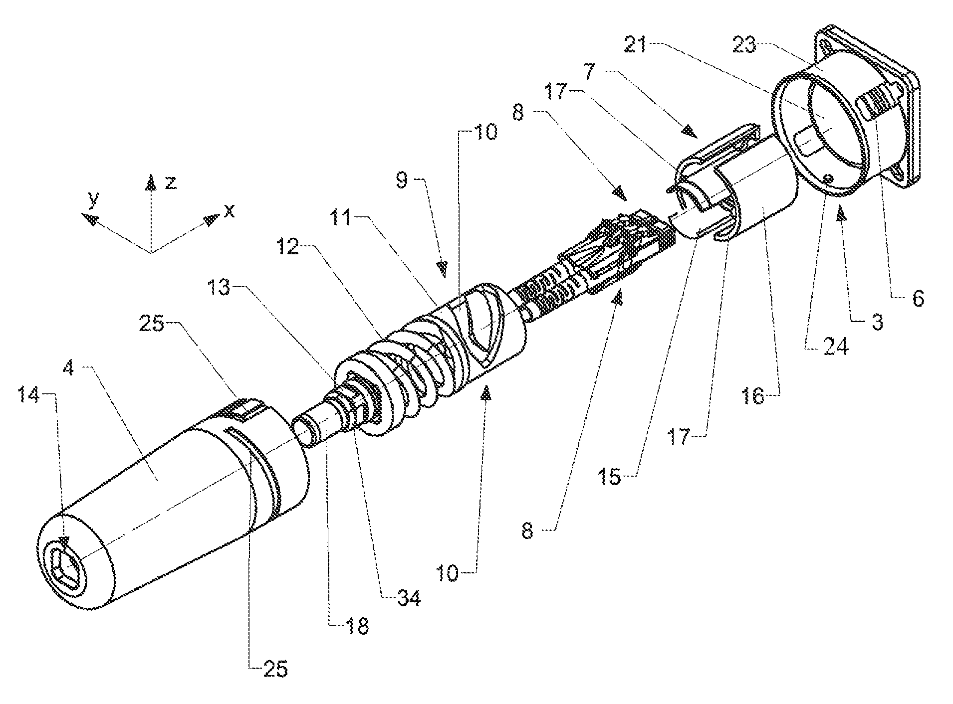 Plug-in device for an optical cable